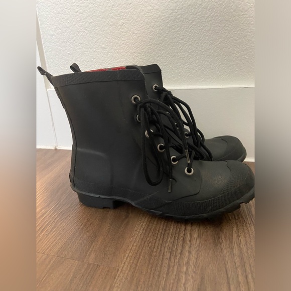Lauren Ralph Lauren Shoes - Lauren Ralph Lauren Mikenna Womens Short Lace Up Rain Boots - Black Matte
